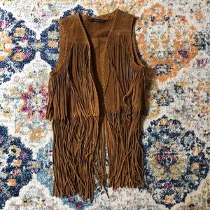 ZARA fringe leather vest